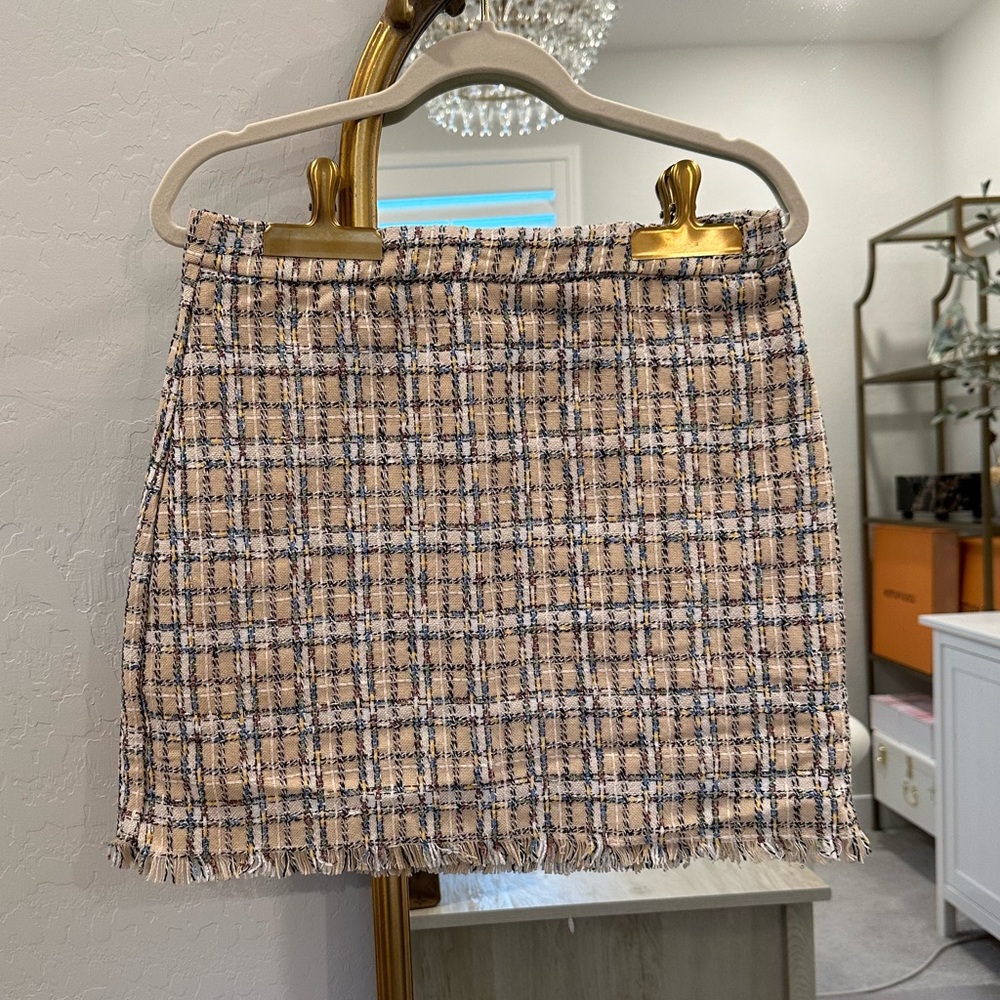 Anthropologie English Factory Clean Tweed Mini Skirt